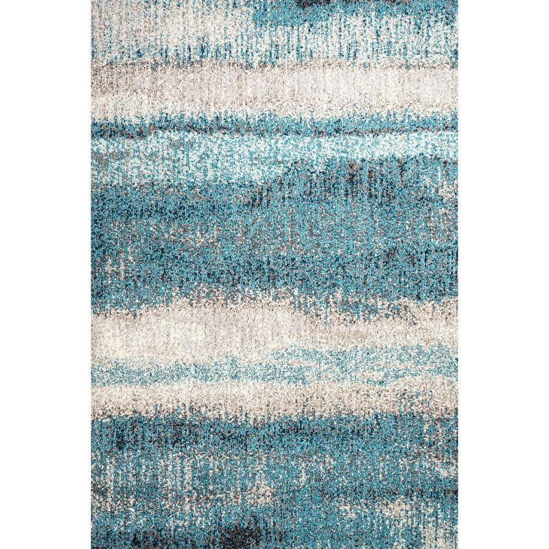 Serene Splash Cream/Turquoise Synthetic 5' x 8' Abstract Area Rug