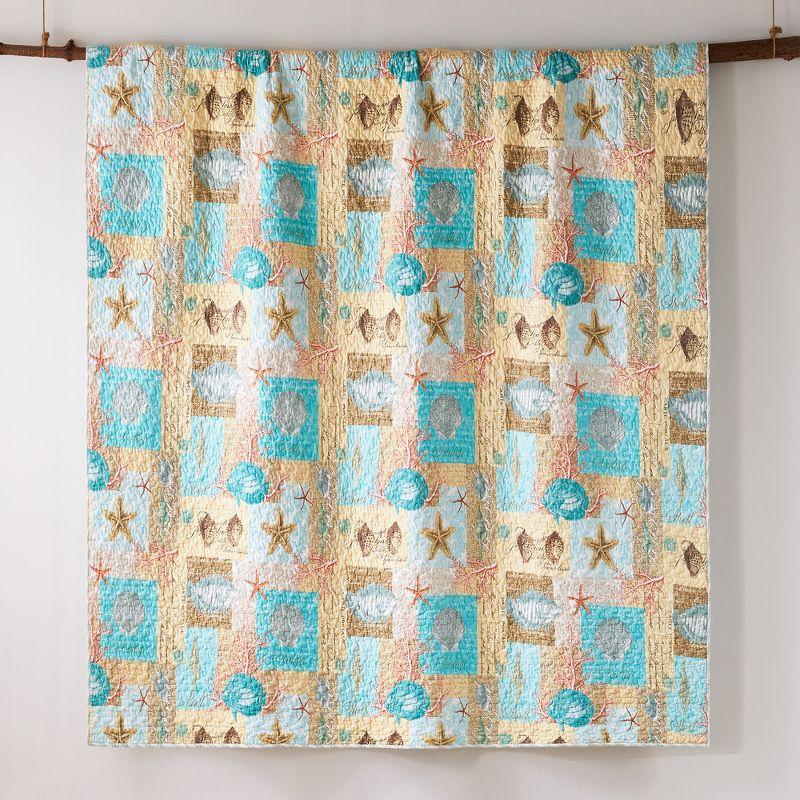 Bridgetown Quilt Set - Twin/Twin XL Quilt and One Standard Pillow Sham Teal, Coral, Taupe - Levtex Home