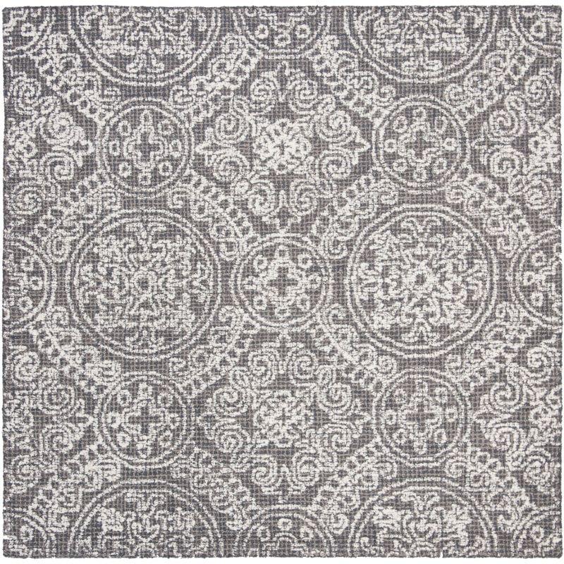 Harmonious Hues Hand-Tufted Wool Abstract 6' Square Rug in Grey