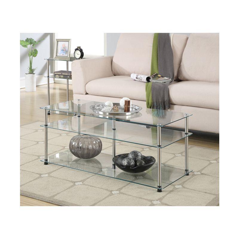 Classic Glass 3 Tier Coffee Table Clear Glass - Breighton Home