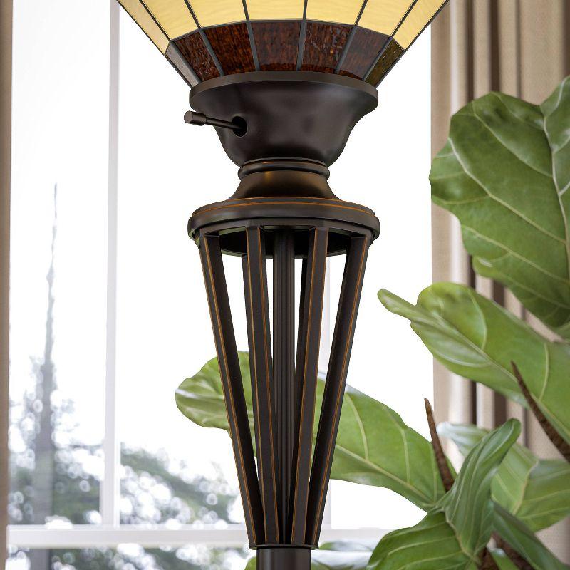 1-Light Harmond Art Glass Torchiere Bronze - Kenroy Home: Elegant Steel Base, 3-Way Rotary Switch, UL Listed