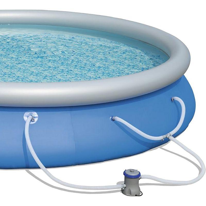 Bestway Fast Set PVC 15' Above Ground Round Inflatable Swimming Pool Set with 530 GPH Filter Pump