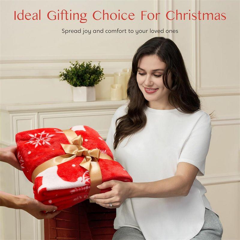 Joyfy 50x60’’ Christmas Throw Blanket, Soft Fleece Reindeer Blanket, Warm Plush Christmas Decoration, Winter Cozy Holiday Cabin Throw for Sofa Couch