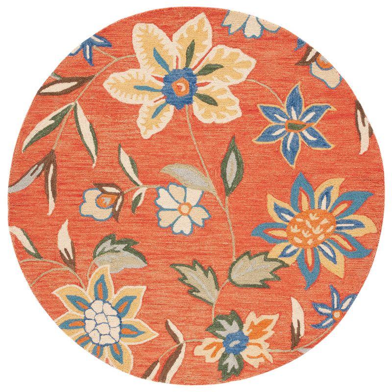 Blossom BLM673 Hand Hooked Area Rug - Rust/Multi - 6' Round - Safavieh.