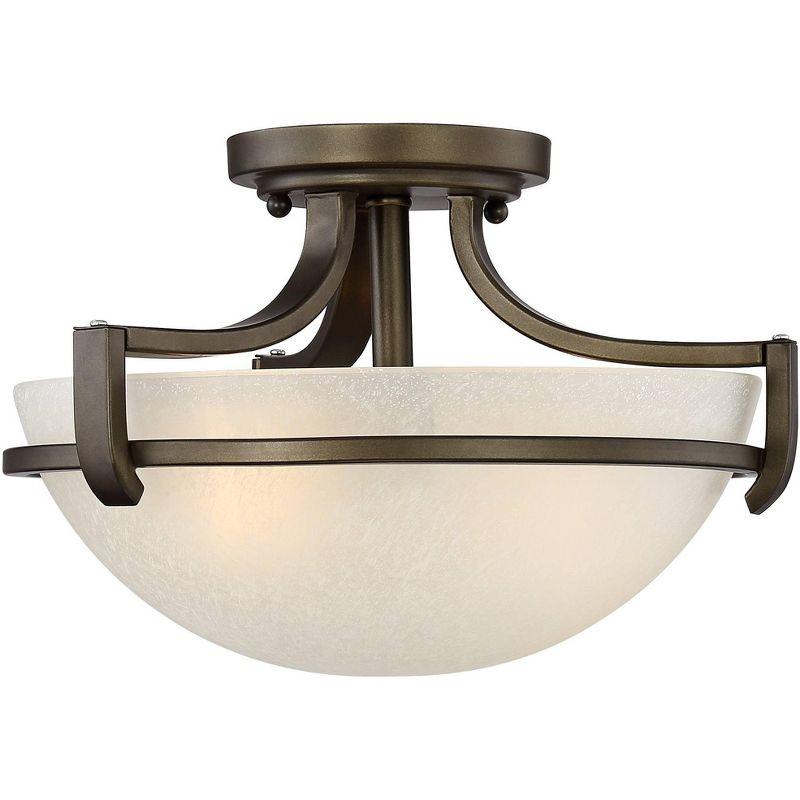 16" Bronze and Champagne Glass Bowl Ceiling Light