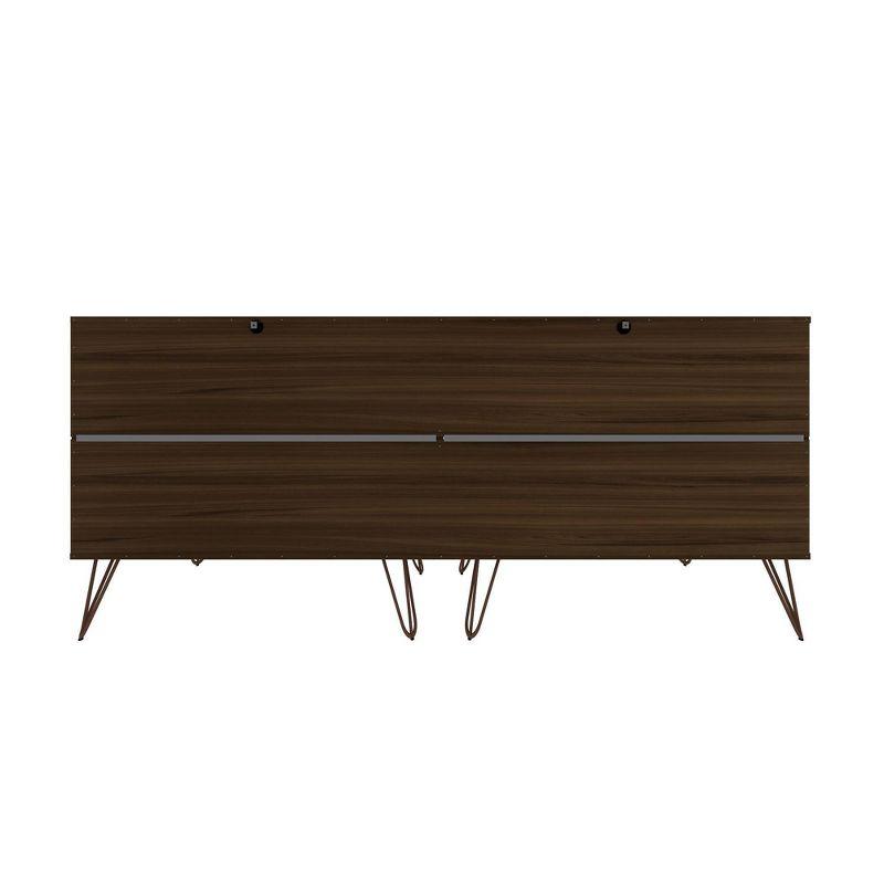 Mid-Century Modern Double Low Dresser with Cutout Handles - Brown