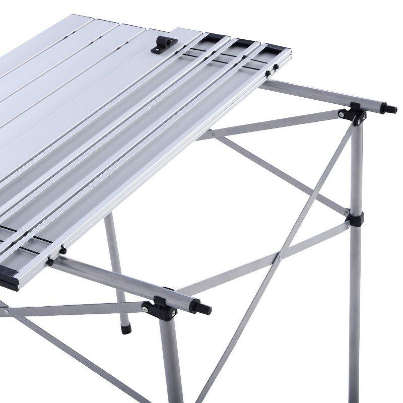 Costway Roll Up Portable Folding Camping Square Aluminum Picnic Table w/Bag (27-3/5'' )