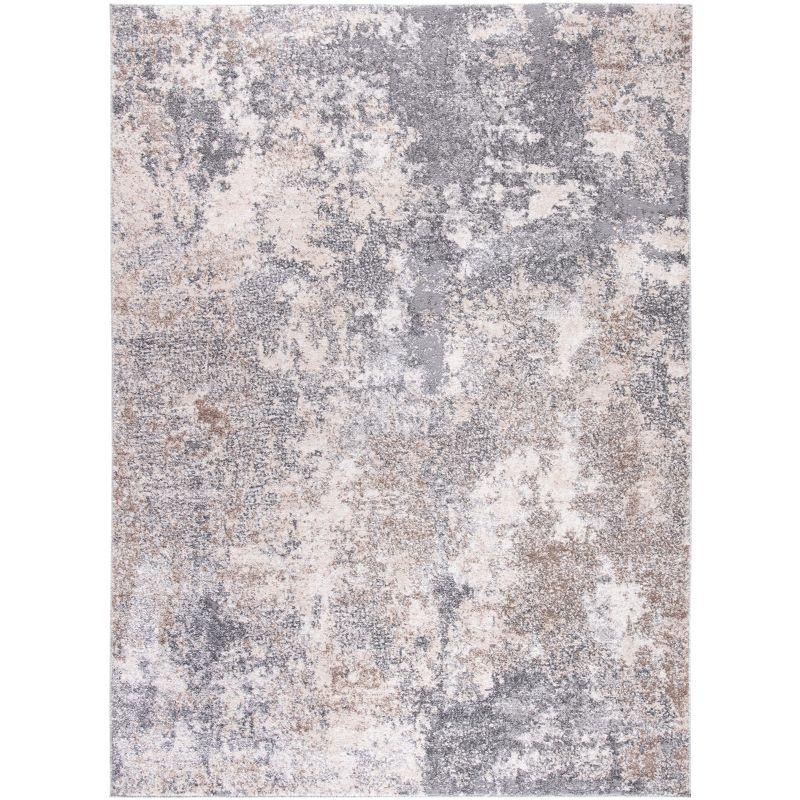 Reversible Abstract Gray Synthetic 3' x 5' Area Rug