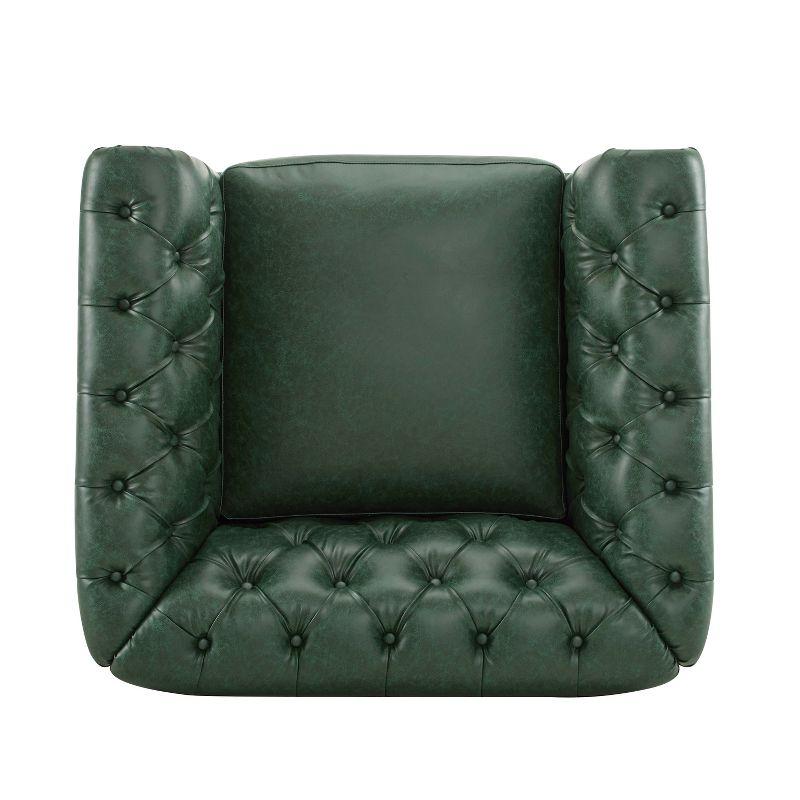 Christopher Knight Home Andrew Upholstered Button Tufted Swivel Club Chair with Roll Arms, Dark Green