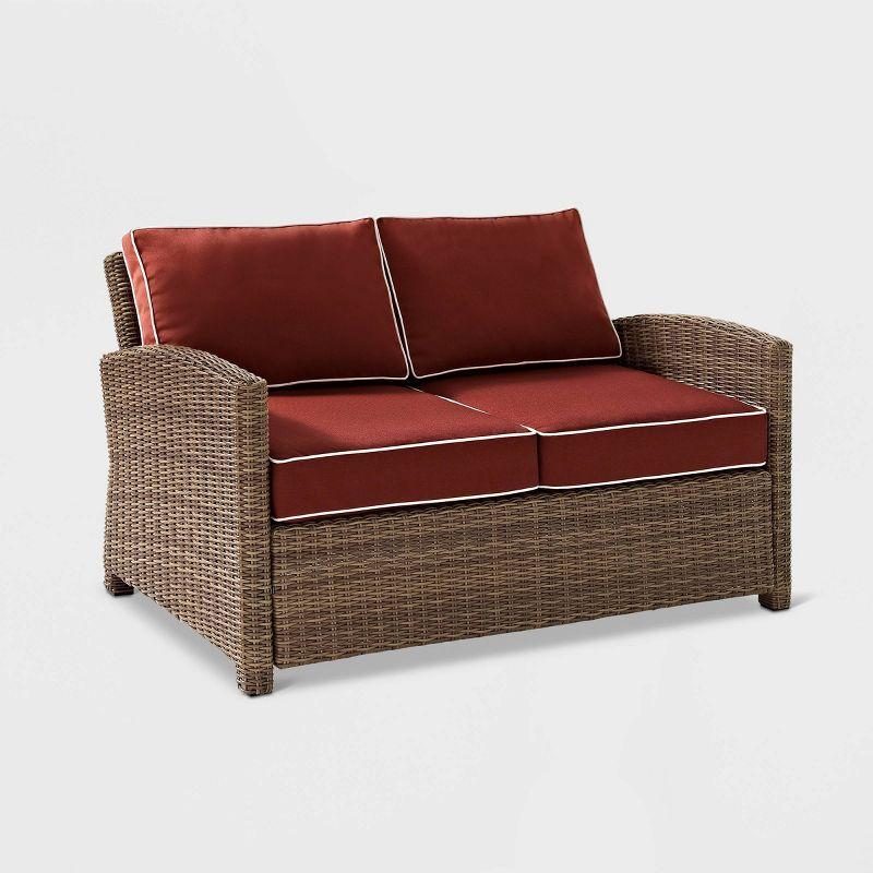 Bradenton Sangria Red Wicker Two-Seat Outdoor Loveseat