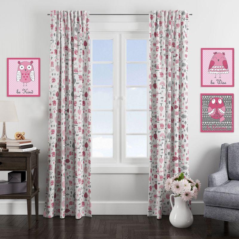 Bacati - Owls in the Woods Pink/Grey Curtain Panel