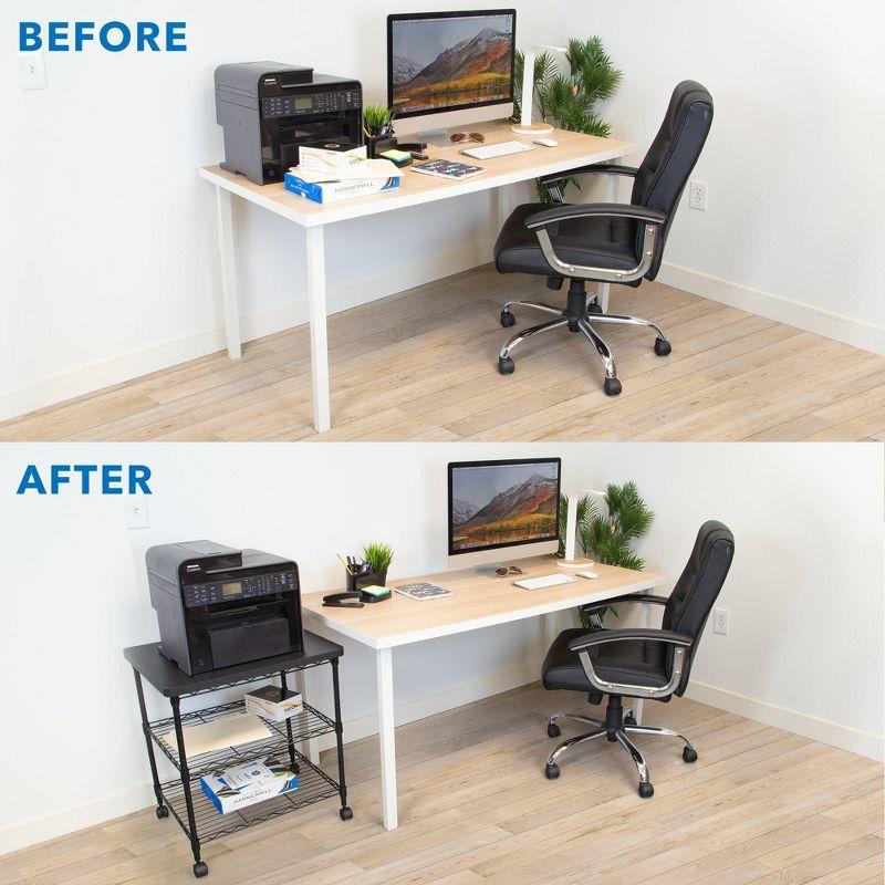 Mount-It! Printer Stand With Wheels, 3-Tier Large Printer Cart With Storage Shelves