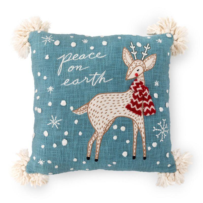 Embroidered Cotton Throw Pillow