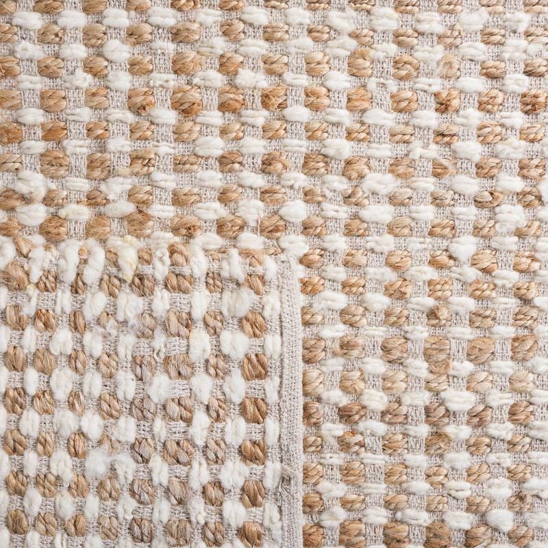 Beige and Ivory Flat Woven Wool Round Rug