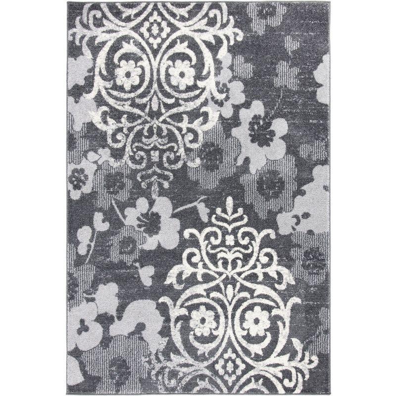 36" Black Square Stain-Resistant Synthetic Rug