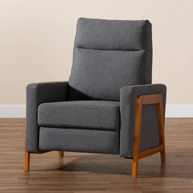 Halstein Mid Century Modern Fabric Upholstered Lounge Chair Gray - Baxton Studio