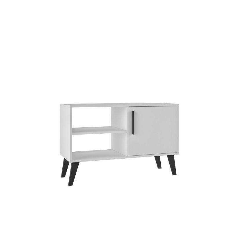 Amsterdam White Mid-Century Modern TV Stand with Cabinet