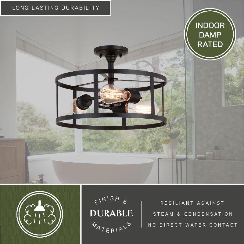 VAXCEL Akron 15-in W Bronze Farmhouse Round Cage Semi Flush Mount Ceiling Light