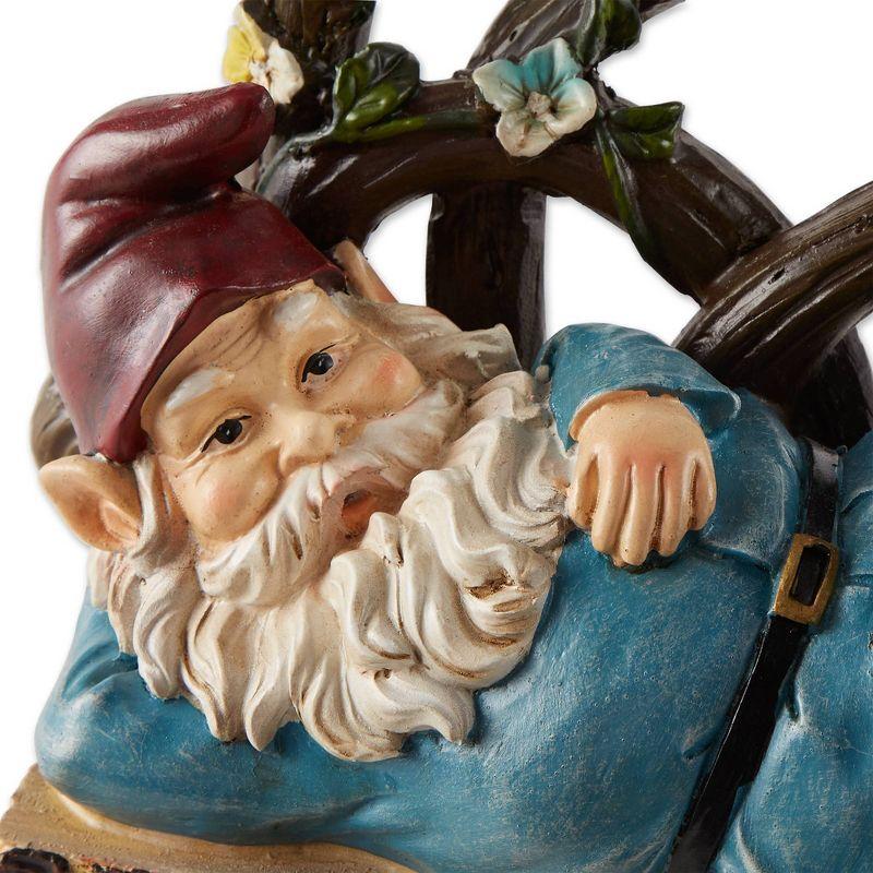 9.75" Polyresin Afternoon Nap Solar Gnome - Zingz & Thingz: Outdoor Garden Statue, Whimsical Decor