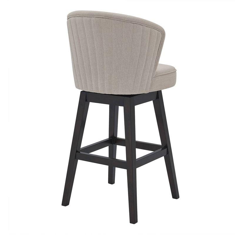 30" Brandy Fabric Wood Swivel Barstool Tan/Espresso - Armen Living