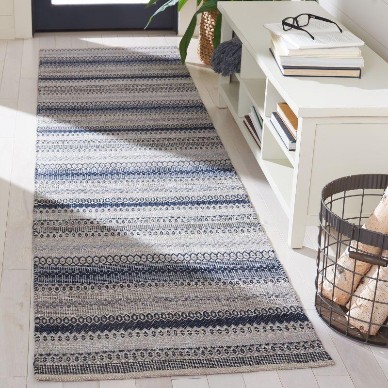 Bohemian Gray Nomadic Cotton Flat Woven Runner Rug - 27in x 9in