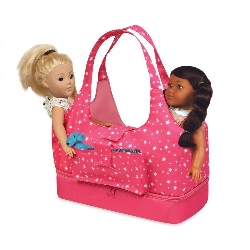 Badger Basket On-the-Go Doll Tote and Storage Bag - Pink Stars