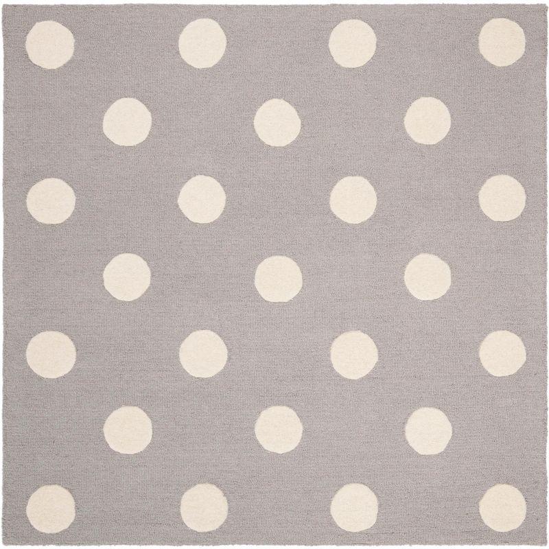 Ivory and Grey Hand-Tufted Wool Kids' Square Rug