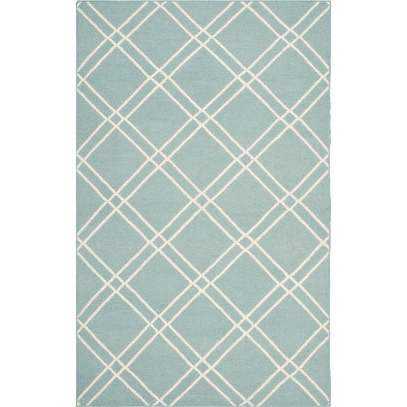 Dhurries DHU638 Hand Woven Area Rug - Light Blue/Ivory - 5'x8' - Safavieh.