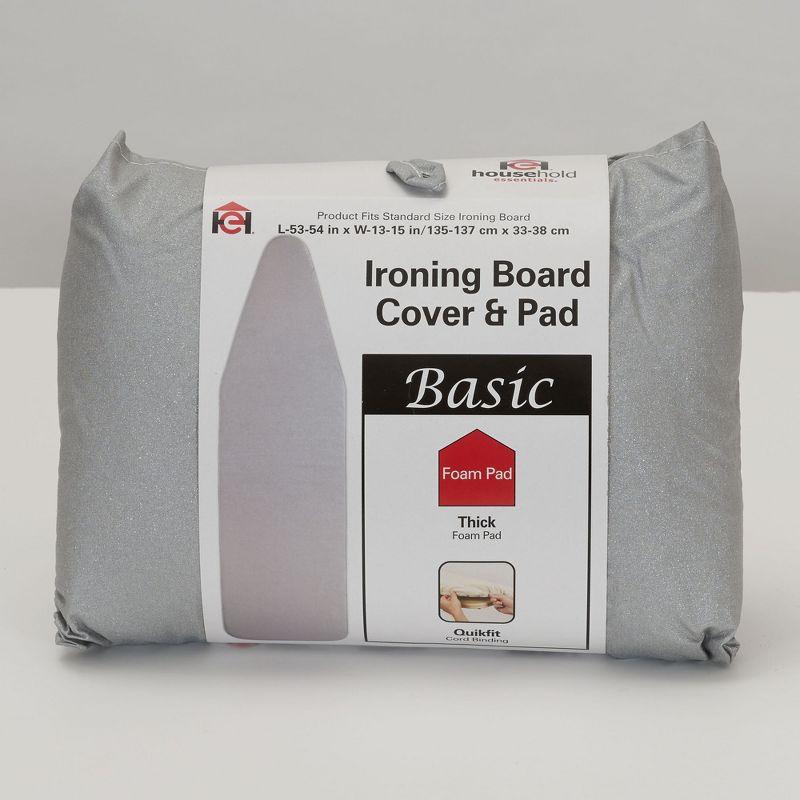 Replacement Ironing Board Cover and Pad for Standard Ironing Boards, Silver Silicone Coated