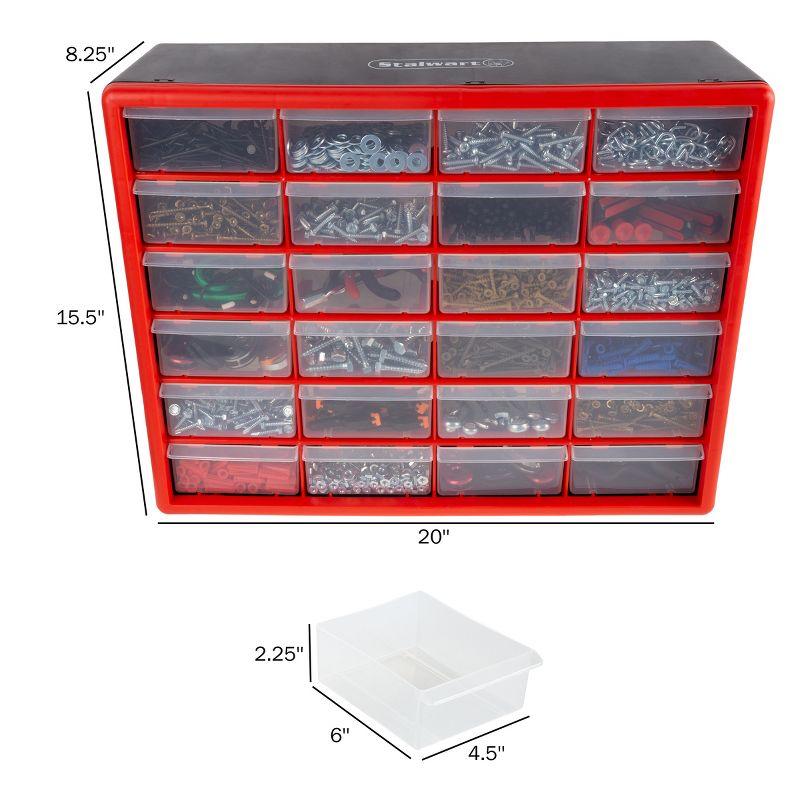 Fleming Red and Black 24-Drawer Plastic Storage Organizer