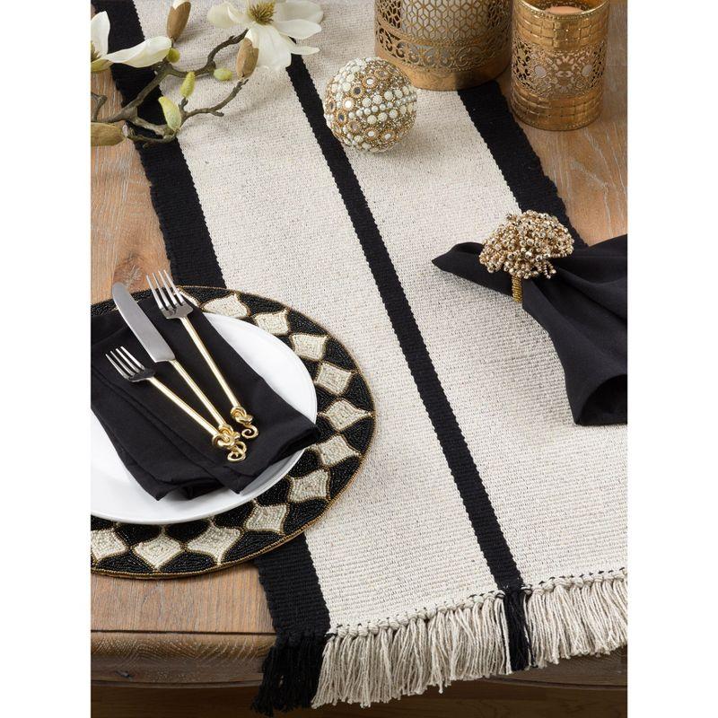 Saro Lifestyle Cotton Table Runner With Heavy Rug And Tassel Design, Multicolored, 16" x 72"