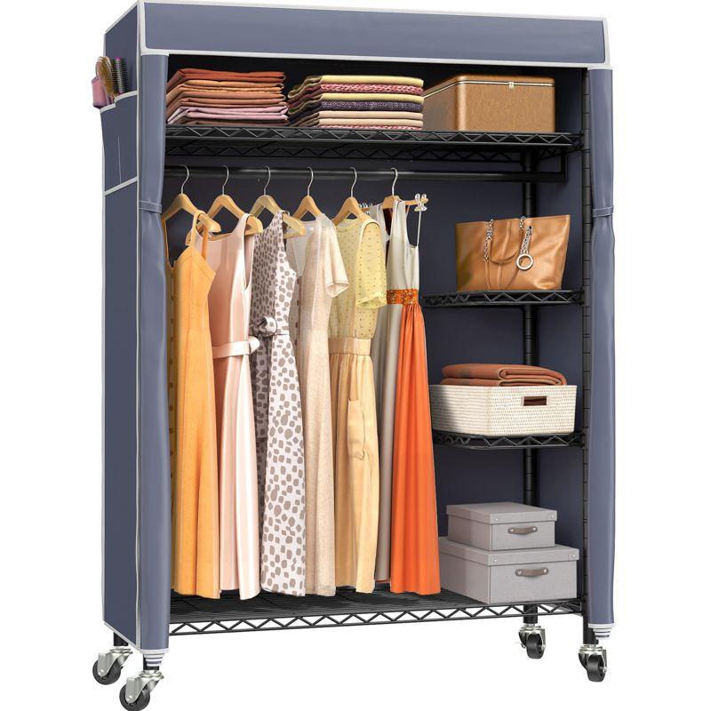 VIPEK Black Metal Portable Closet with Gray Fabric Cover