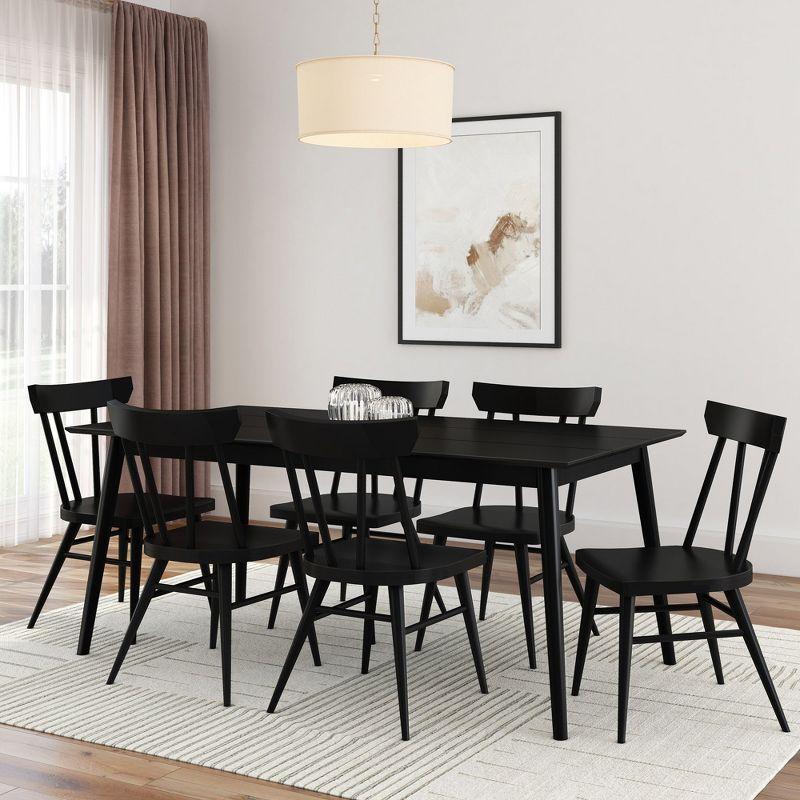 Plank+Beam 72" Mid Century Modern Dining Table, Solid Wood Kitchen & Dining Room Table for 6, Black