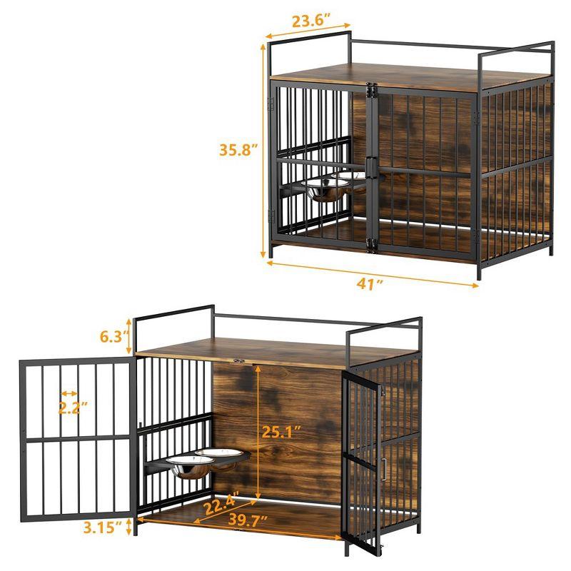 LOVMOR Dog Crate Furniture-Style Cages for Small Dogs Indoor Heavy Duty Super Sturdy Dog Kennels with 2 Stainless Steel Bowls