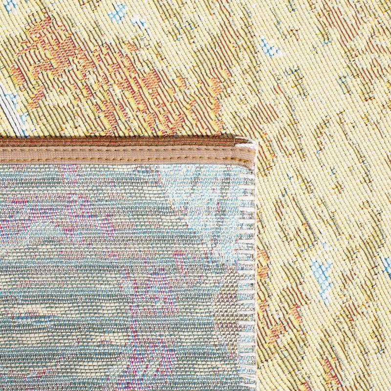 Barbados 500 BAR555 Power Loomed Indoor/Outdoor Area Rug - Gold/Blue - 6'6"x6'6" - Safavieh