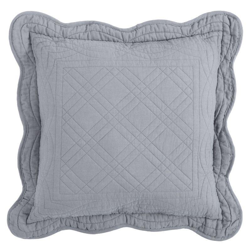 Florence 16" Gray Cotton Diamond-Quilted Square Pillow