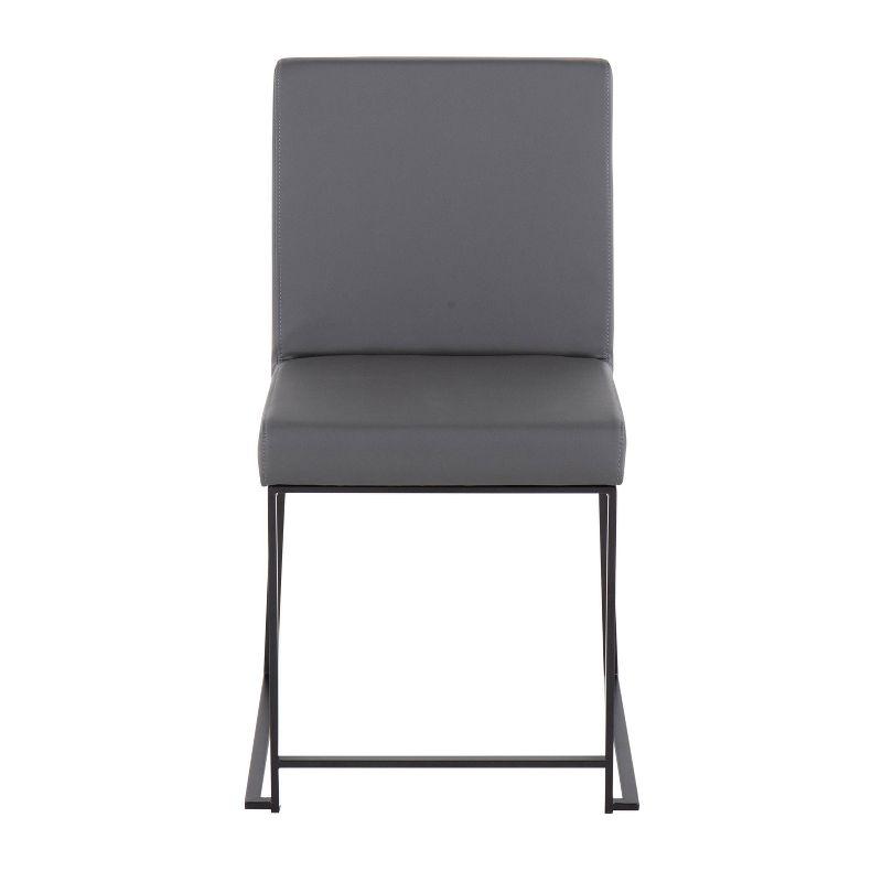 Set of 2 High Back Fuji Dining Chairs Leather/Steel Black/Gray - LumiSource: Upholstered, Modern, Armless