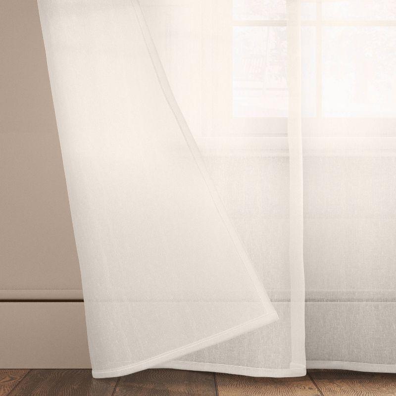 Light Filtering Textural Sheer Curtain Panel Ivory - Threshold™