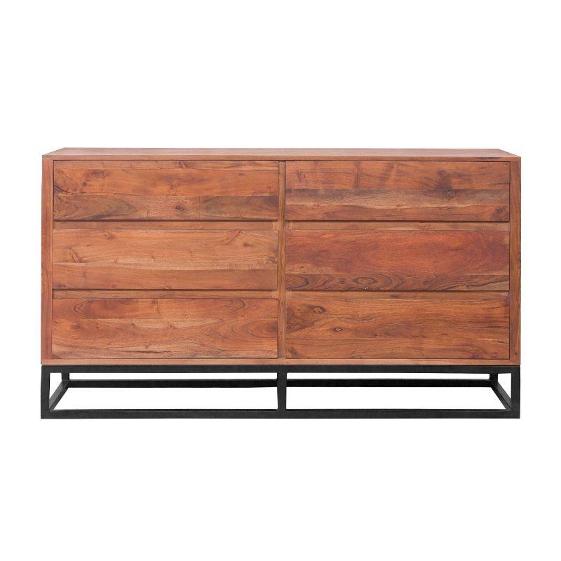 Birch Lane™ Pantai Modern Acacia Wood Dresser or Display Unit With Metal Base, Walnut Brown and Black