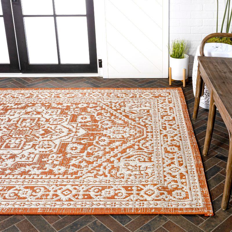 Sinjuri Medallion Textured Weave Indoor/Outdoor Area Rug - JONATHAN Y