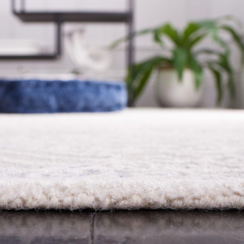 Handmade Blue and Ivory Geometric Wool Square Rug