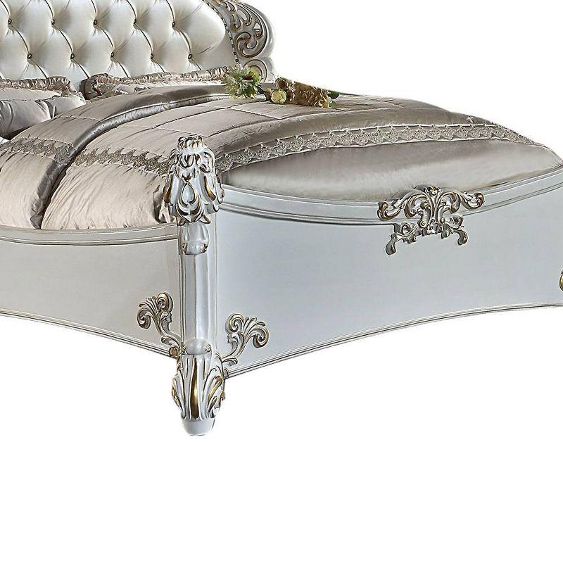 94" Queen Bed Vendome Synthetic Leather, Carved Wood Detail - Acme Furniture