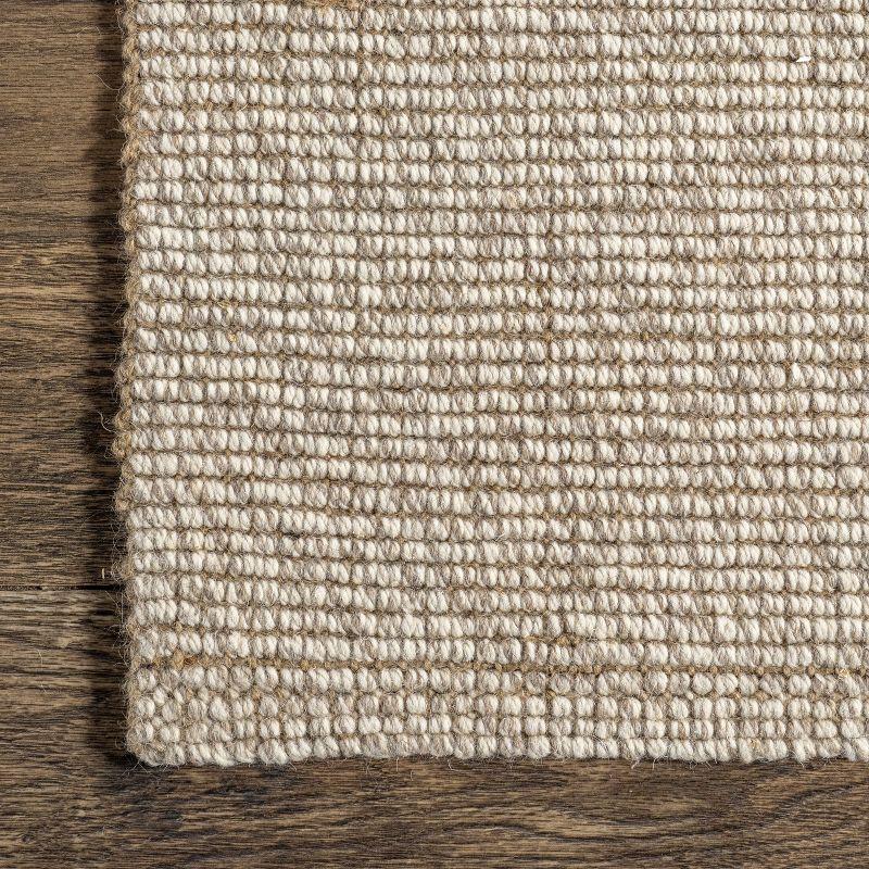 Ivory Flatweave Wool Blend Rectangular Area Rug