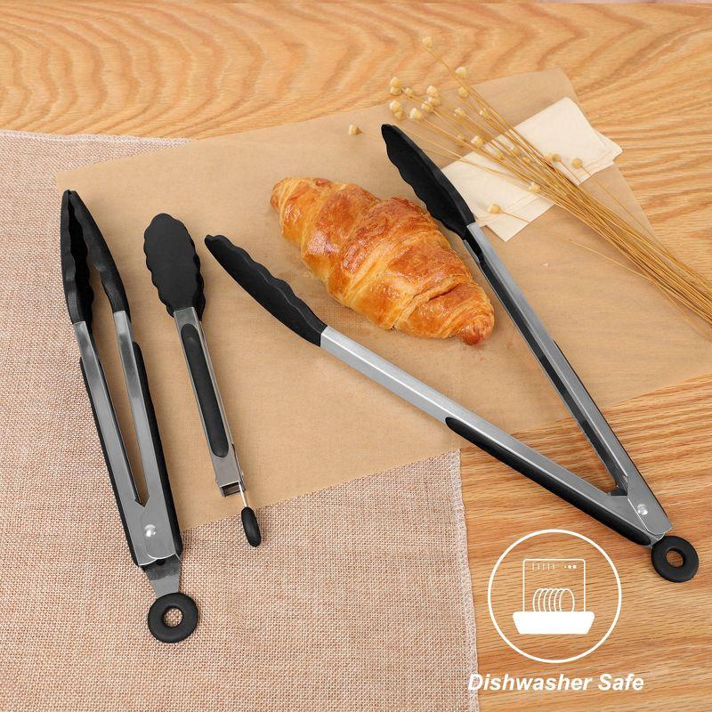 Unique Bargains Kitchen Stainless Steel Cooking Set Silicone Tongs