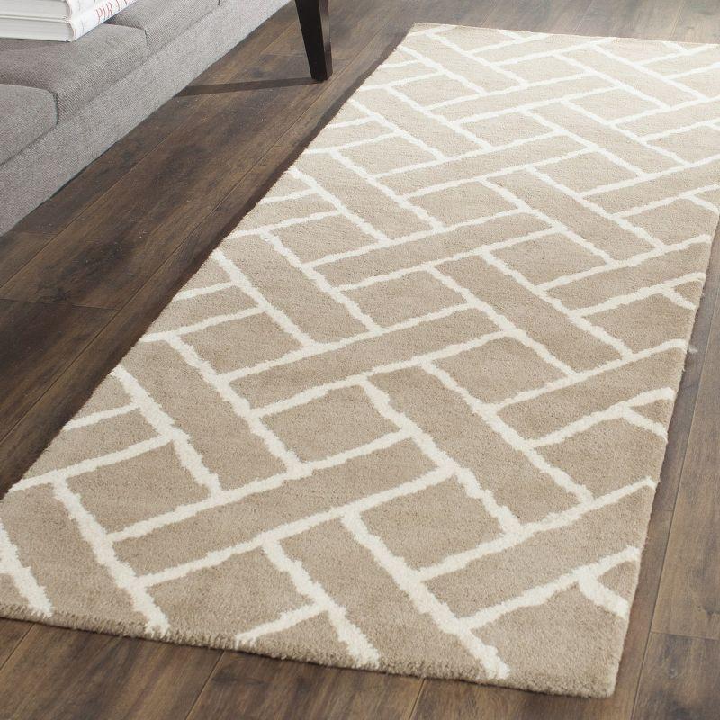 Ivory and Beige Hand-Tufted Wool Runner Rug