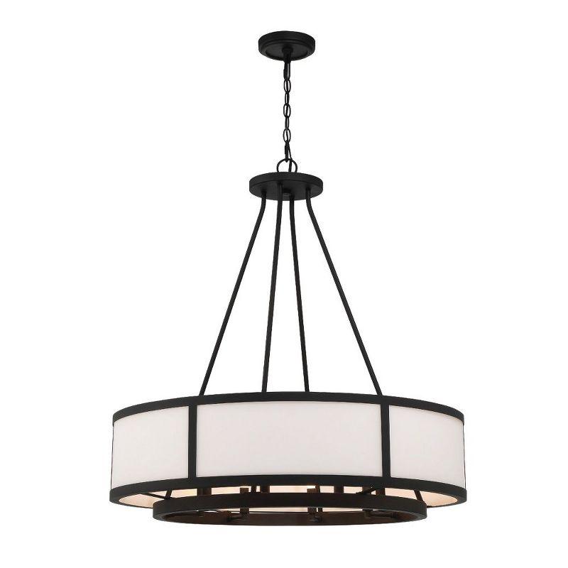 Bryant Black Forged 8-Light Drum Chandelier with White Shade