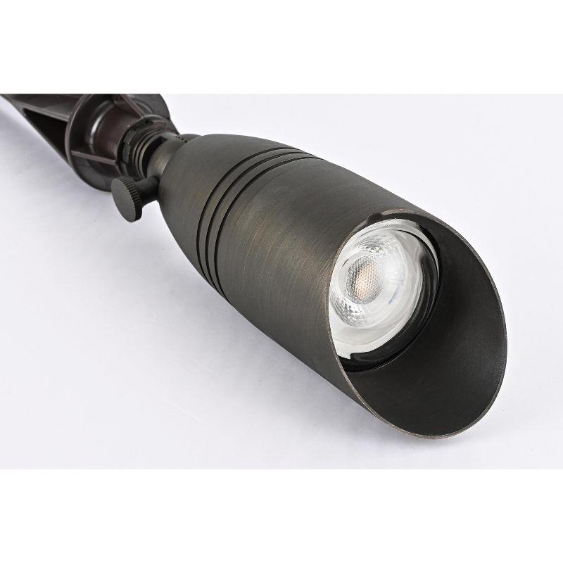 Elegant Lighting Outdoor 12V Cast Brass spot light 3 inch Wide x 8.5 inch High in Dark Bronze with spring