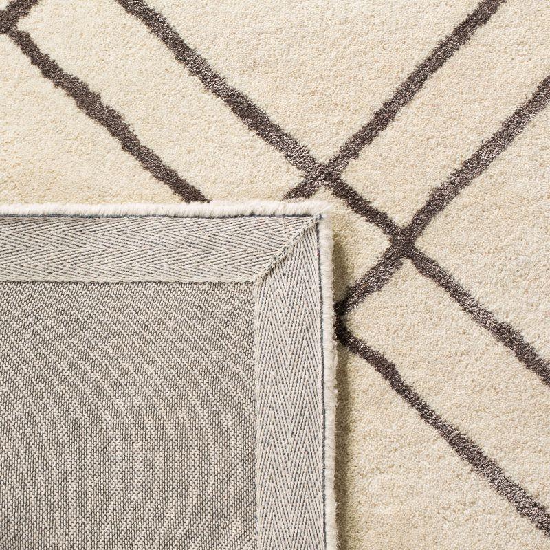 Ivory and Dark Grey Wool Hand Tufted Runner Rug