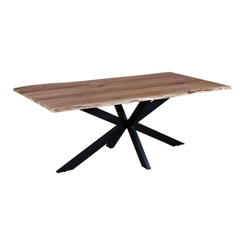 79" Rectangular Live Edge Mango Wood Dining Table with Black Crossed Legs