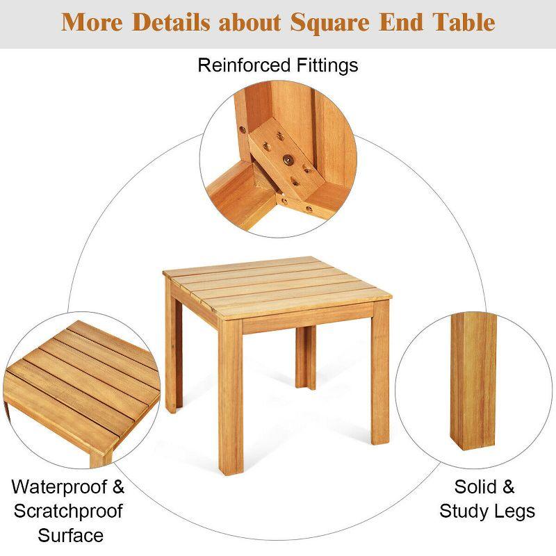 Costway Wooden Square Side End Table Patio Coffee Bistro Table Indoor Outdoor Natural